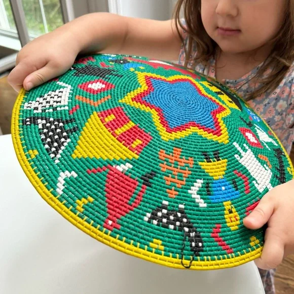 African Zulu Telephone Wire Basket / Bowl Woven Platter - Picture 1 of 15